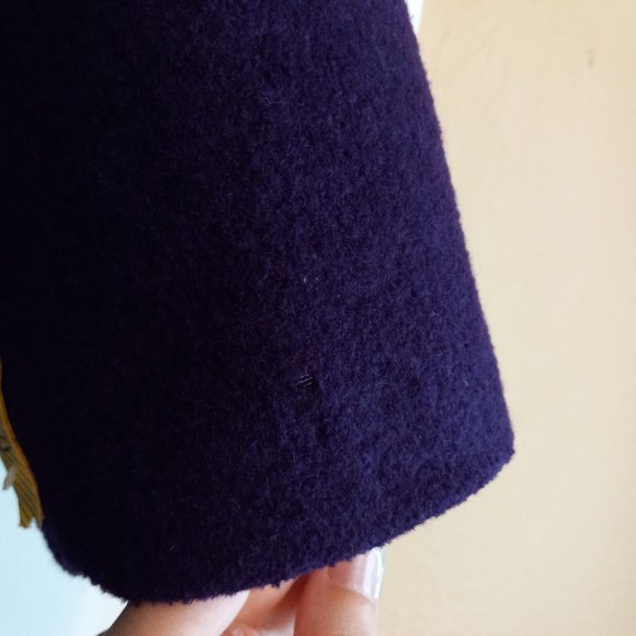 Retro Purple Car Coat with Attached Scarf - Picture 15 of 16